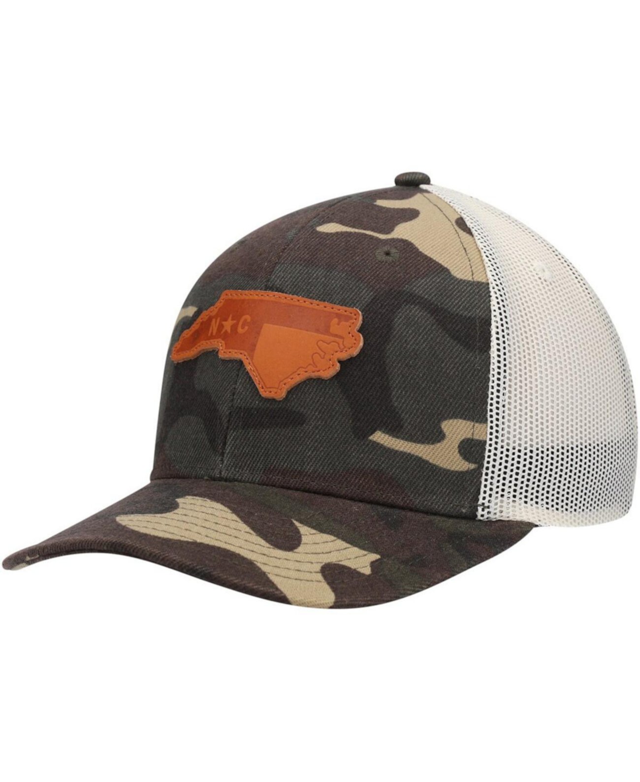 Men's Camo North Carolina Icon Woodland State Patch Trucker Snapback Hat Local Crowns