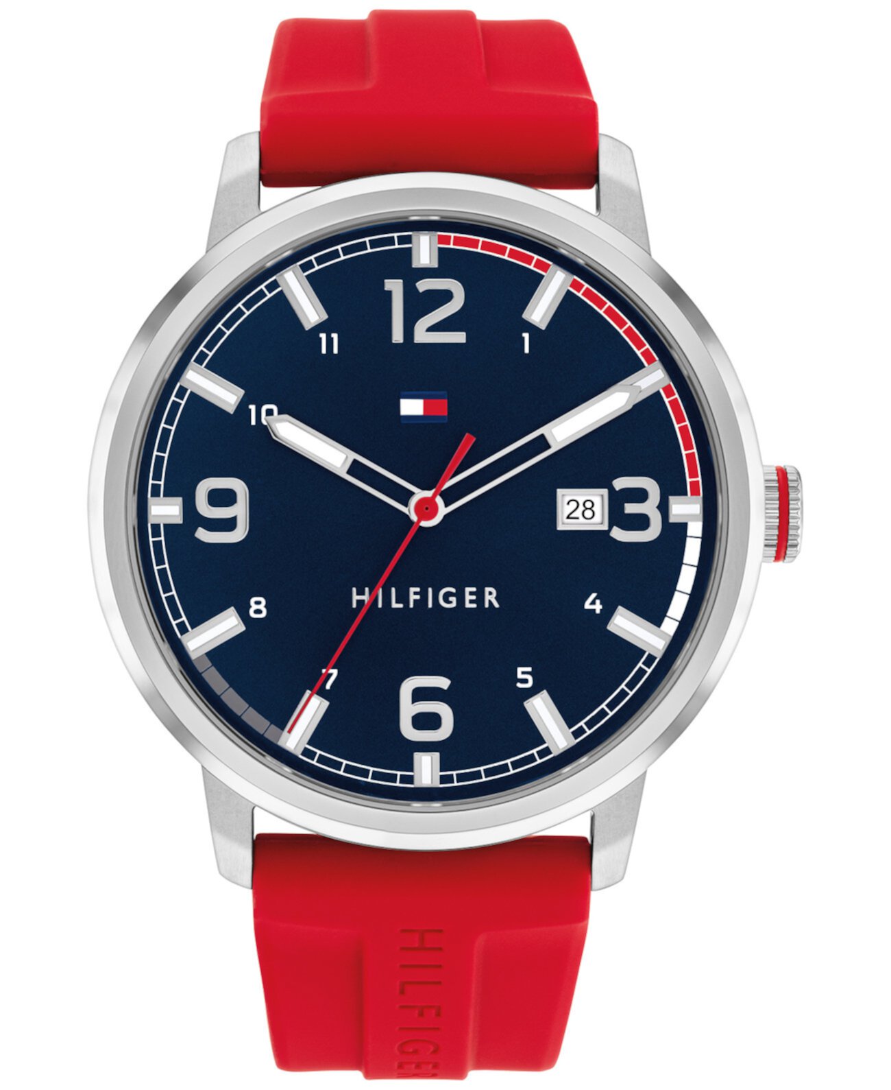 Мужские часы с красным силиконовым ремешком 46 мм, созданные для Macy's Tommy Hilfiger
