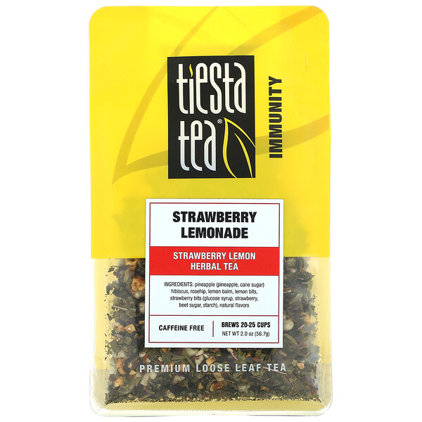 Чай премиум-класса с рассыпным листом, клубничный лимонад, без кофеина, 2,0 унции (56,7 г) Tiesta Tea Company