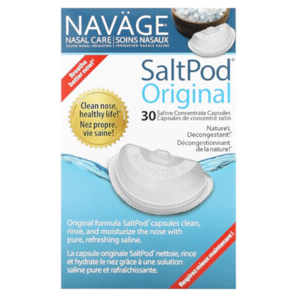 Nasal Care, Солевой раствор для промывания носа, Saltpod Original, 30 капсул солевого концентрата Navage