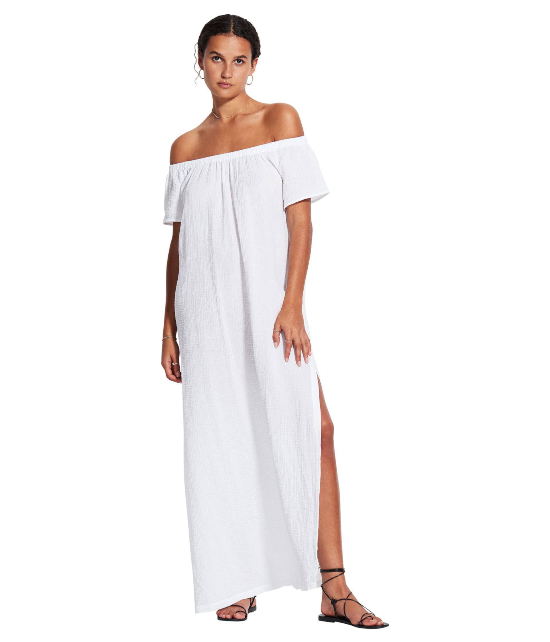 Пляжное платье без бретелек из двойной ткани Seafolly