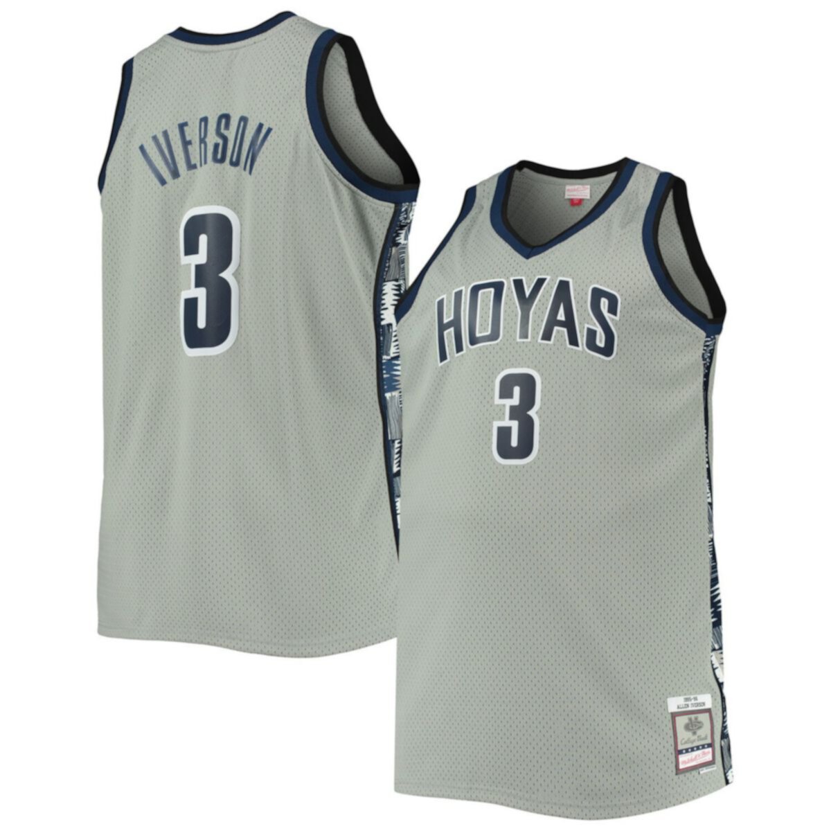 Мужская Футболка Mitchell & Ness Аллена Айверсона Серый Georgetown Hoyas Replica 1995-96 Mitchell & Ness