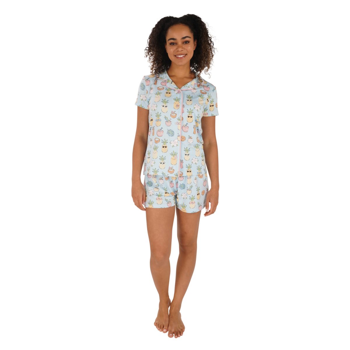 Женский комплект Nite Nite by Munki Munki, пижамная рубашка с короткими рукавами и пижамные шорты с принтом, комплект для сна Nite Nite by Munki Munki