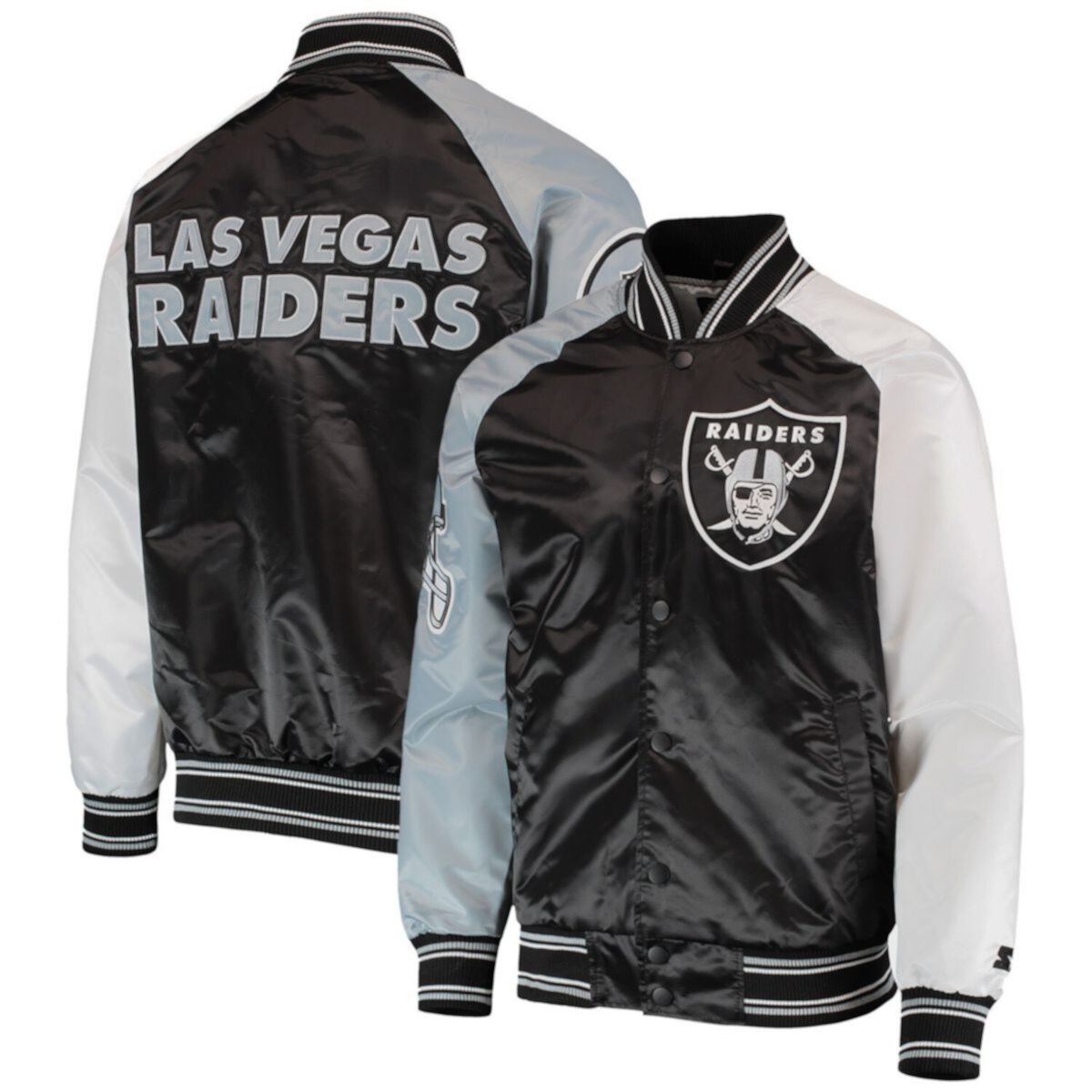 Мужская куртка Starter Black Las Vegas Raiders The Reliever Raglan Full-Snap Starter