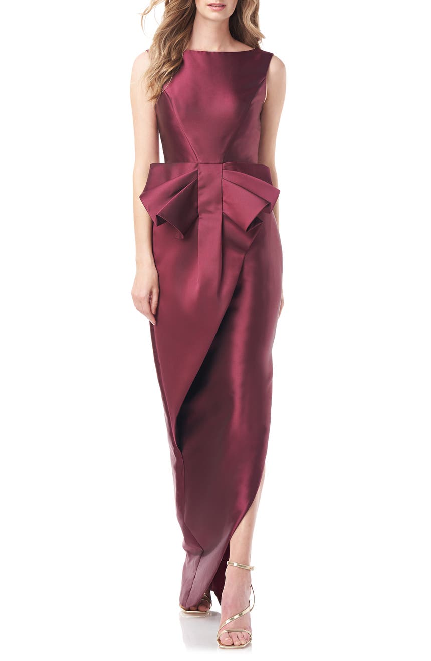 Haley Two-Tone Satin Bow Front Gown Kay Unger