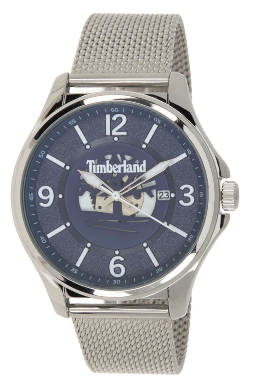 Мужские часы с кварцевым сетчатым ремешком и тремя стрелками, 45 мм Timberland