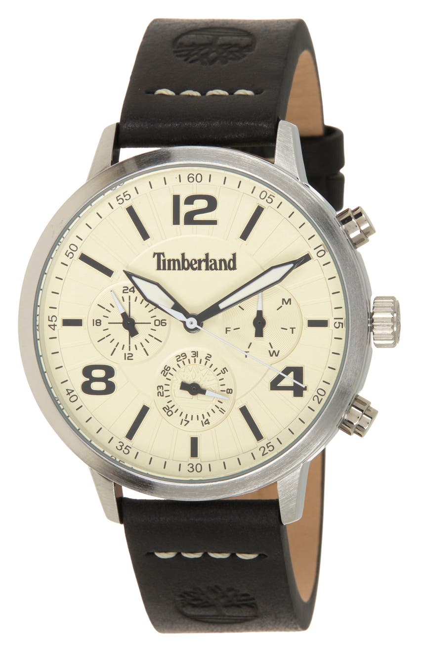 Мужские часы с многофункциональным кожаным ремешком, 45 мм Timberland