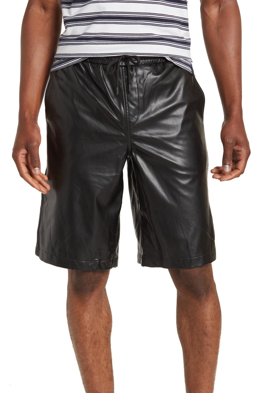 Leather-Look Longline Shorts TOPMAN