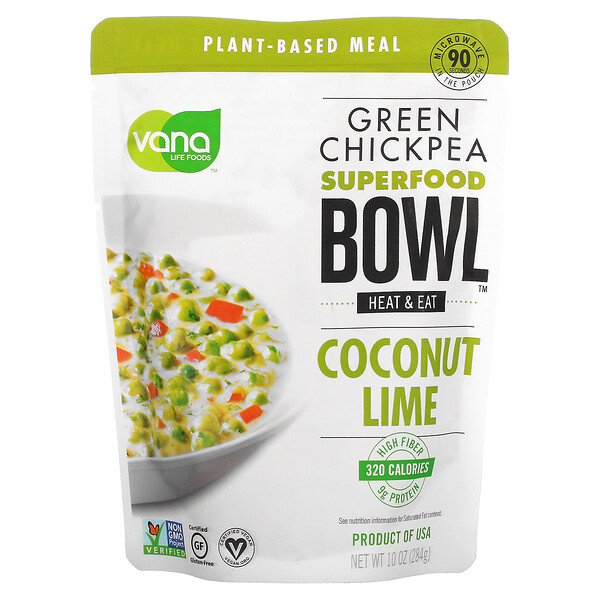 Green Chickpea, Superfood Bowl, кокосовый лайм, 10 унций (284 г) Vana Life Foods