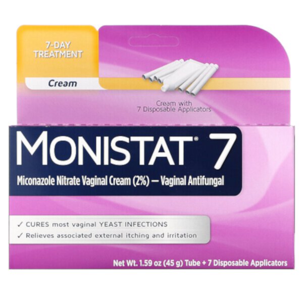 7-дневный лечебный крем, 7 одноразовых аппликаторов + тюбик 1,59 унции (45 г) Monistat