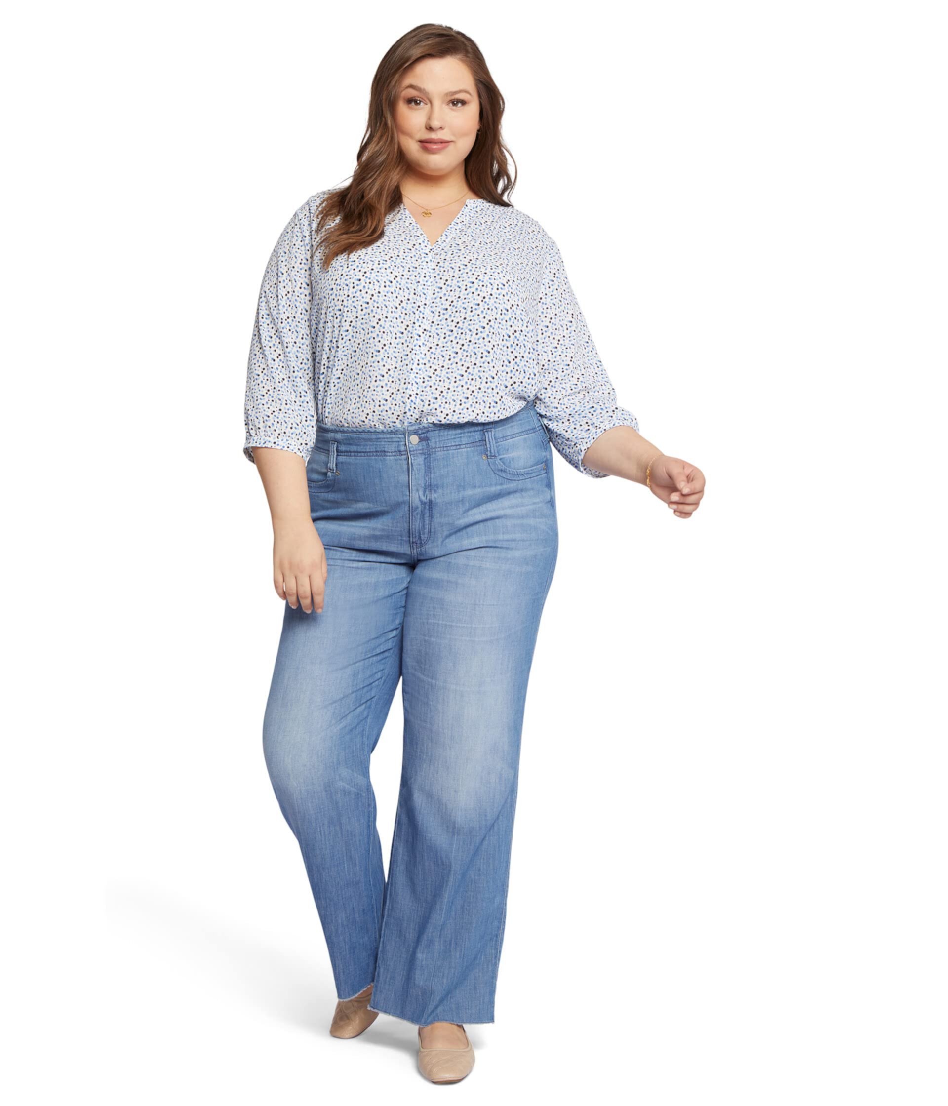Большого размера джинсы NYDJ с высокой талией и широкими брючинами Teresa с голливудским поясом в цвете Everly NYDJ