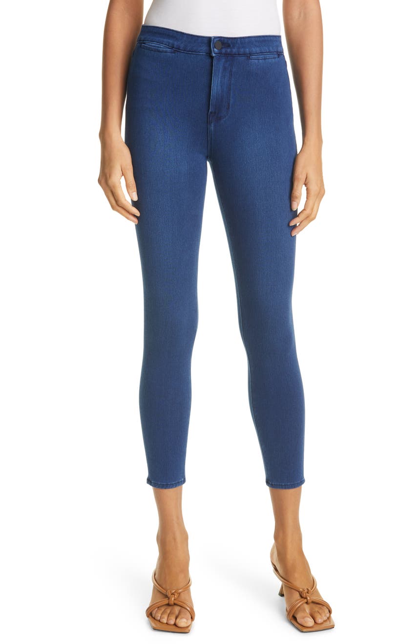 Эластичные укороченные джинсы скинни с высокой талией L'AGENCE Yasmeen L'AGENCE