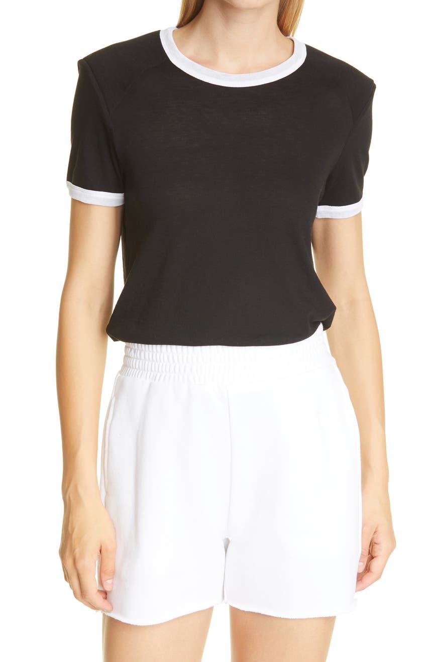 Brooklyn Shoulder Pad Cotton & Cashmere Ringer T-Shirt RtA