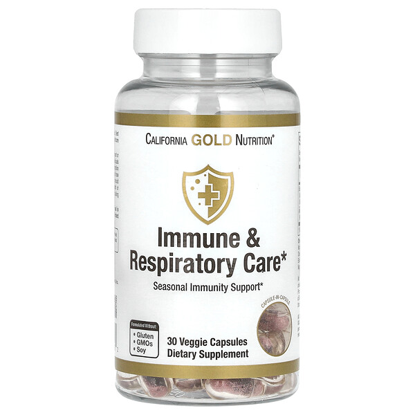 Уход за иммунитетом и дыхательными путями - 30 растительных капсул - California Gold Nutrition California Gold Nutrition