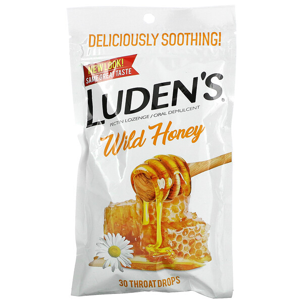 Пектиновые леденцы/успокаивающие средства для полости рта, дикий мед, 30 капель для горла Luden's