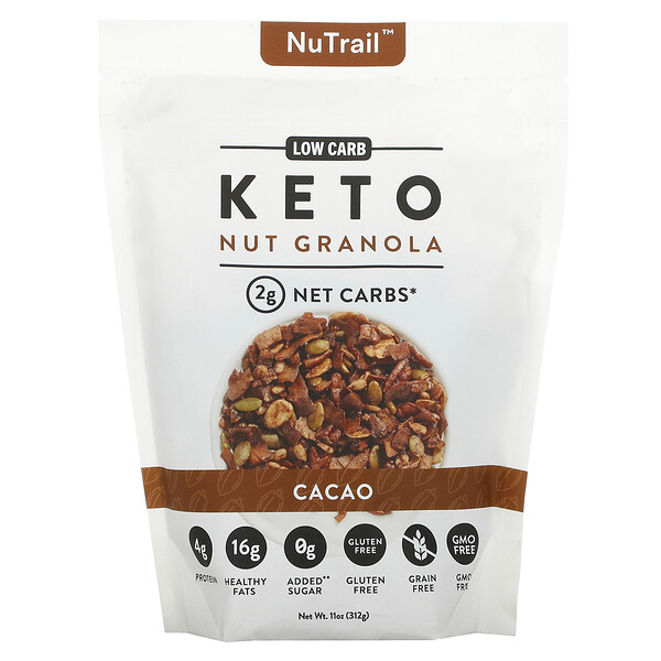 Кето-ореховая гранола, какао, 11 унций (312 г) NuTrail