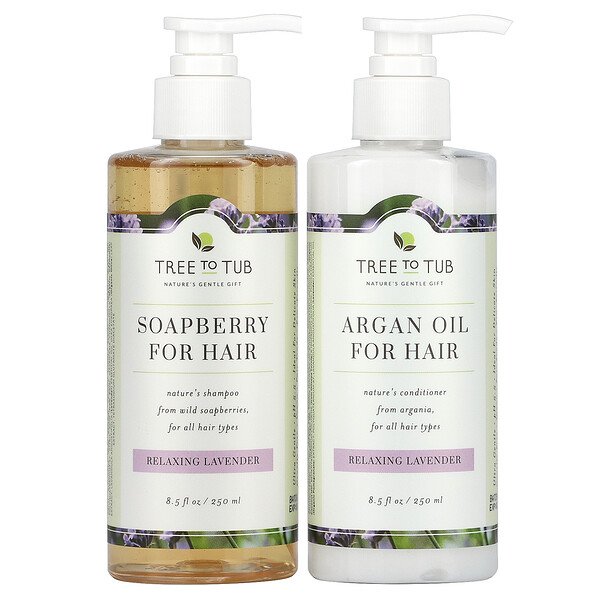 Набор для ухода за волосами Soapberry, для всех типов волос, расслабляющая лаванда, набор из 2 предметов, 8,5 жидких унций (250 мл) каждый Tree To Tub