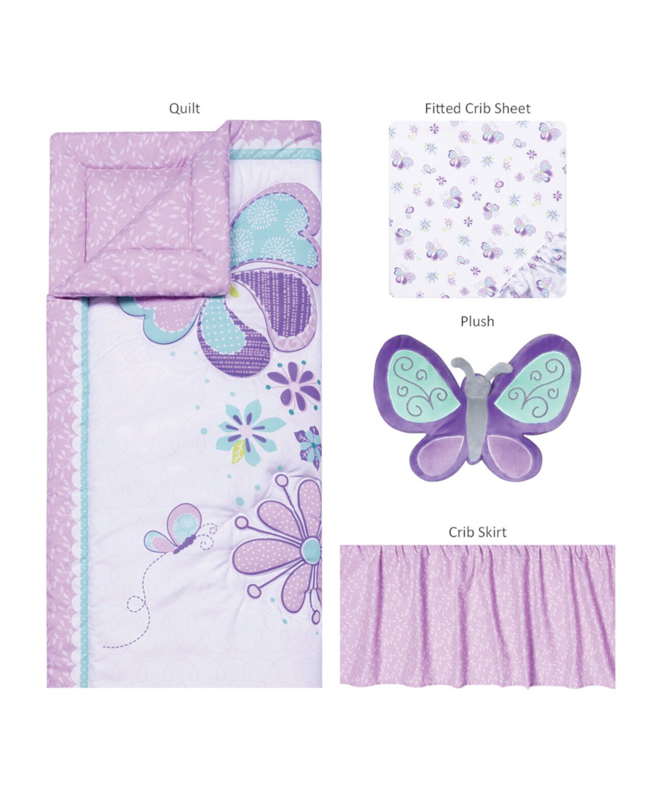 Комплект постельного белья для кроватки Sammy and Lou Butterfly Meadow из 4 предметов Trend Lab