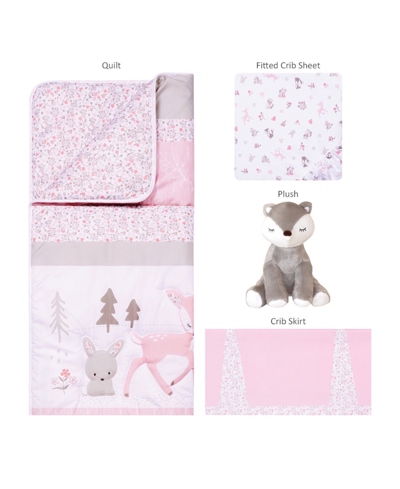 Sammy and Lou Sweet Forest Friends 4 Piece Crib Bedding Set Trend Lab