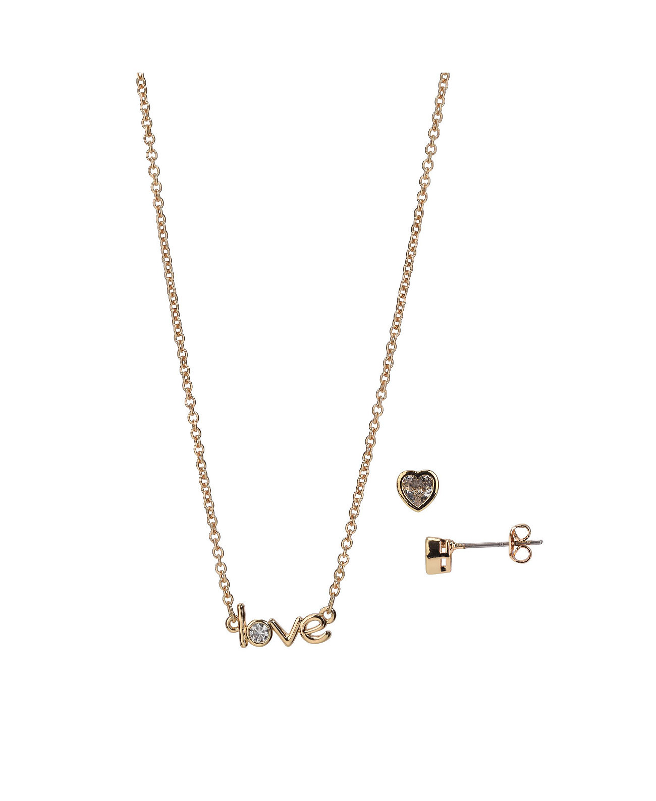 Комплект из ожерелья с подвеской «Любовь» и серег-гвоздиков в форме сердца FAO Schwarz