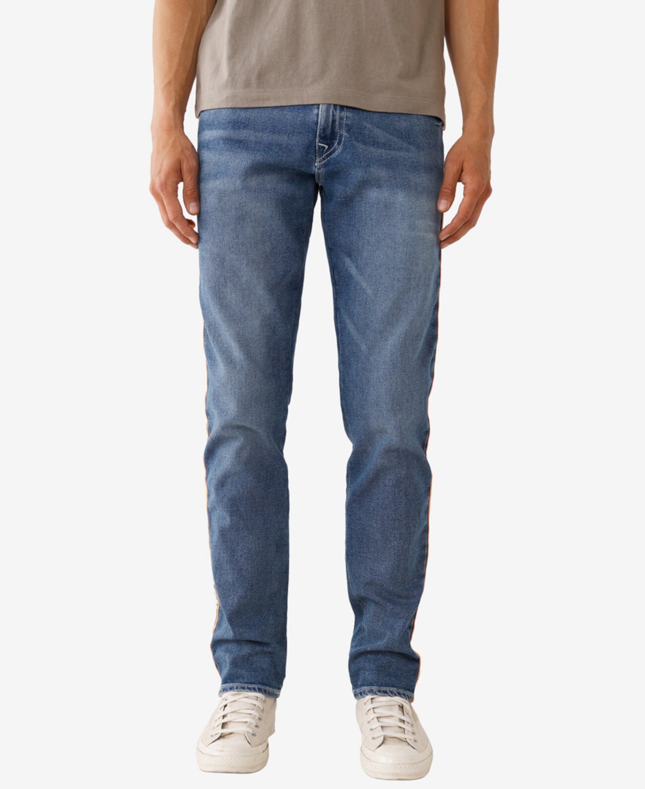 Мужские зауженные джинсы Geno в полоску с логотипом True Religion