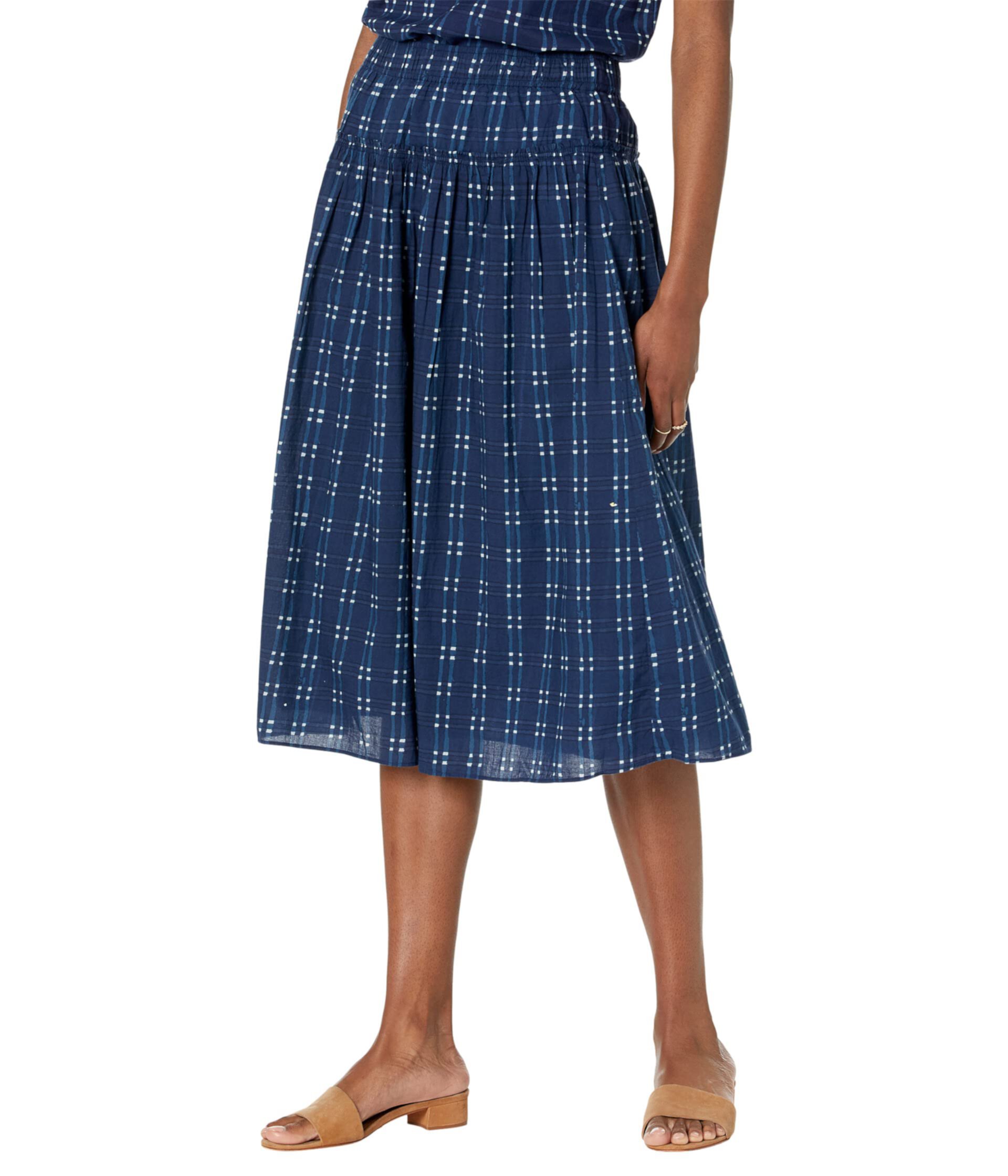 Многоуровневая юбка-миди с кокеткой в цвете Shibori Madewell