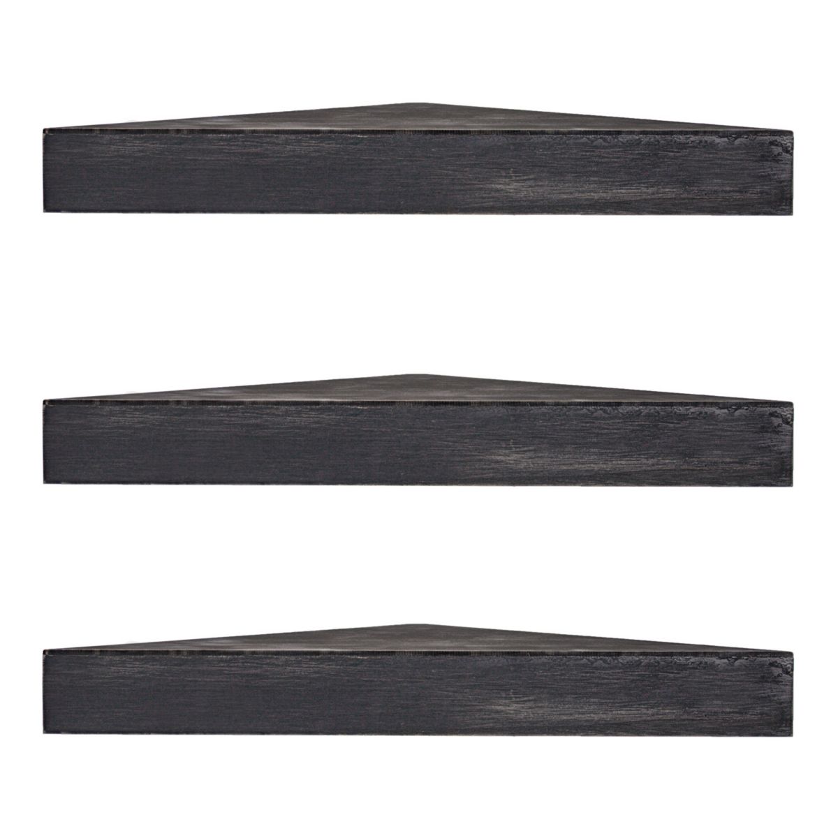Плавающие угловые полки из черного дерева в стиле ар-деко в стиле модерн, 3 шт. Набор American Art Décor