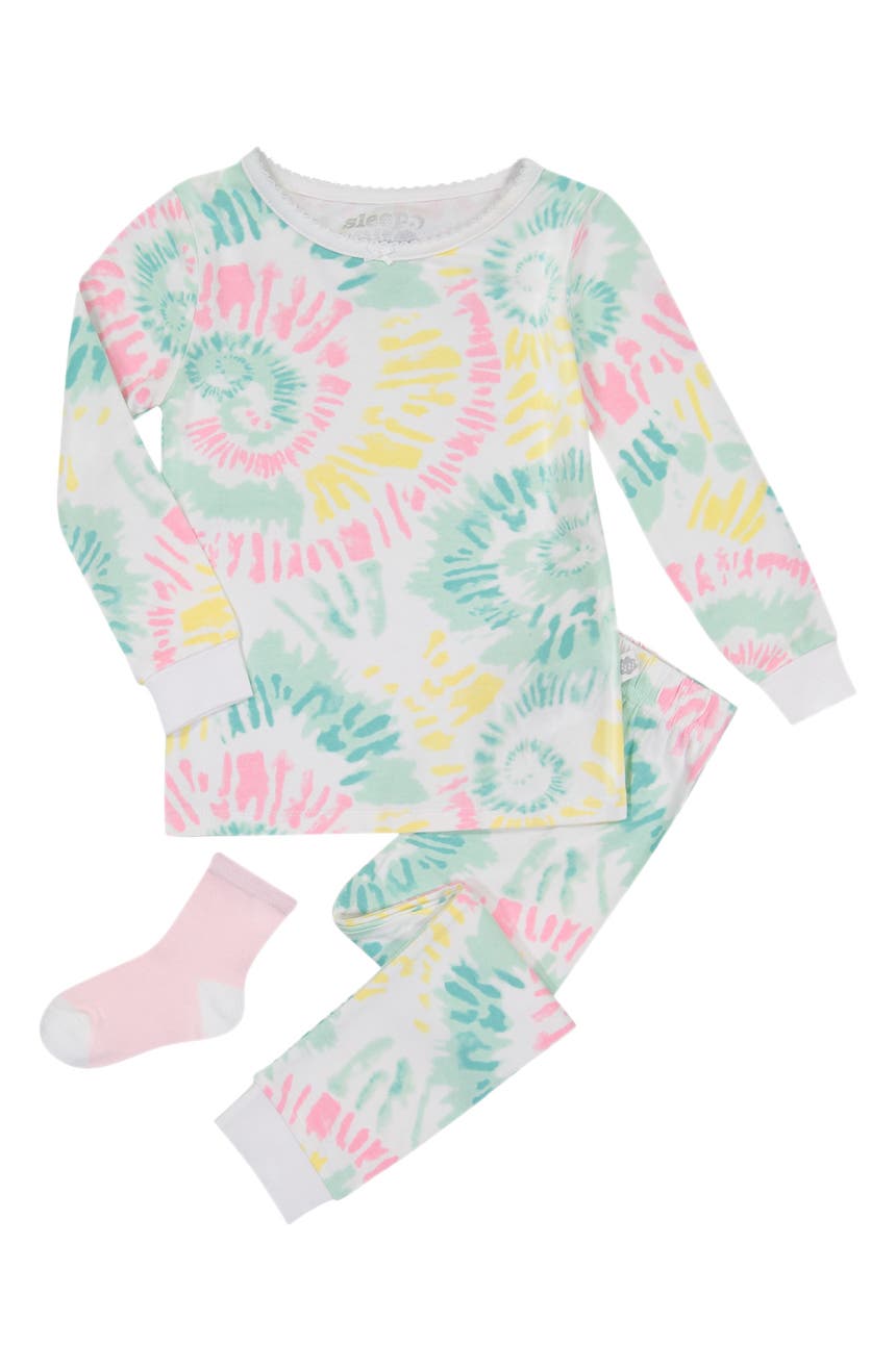Облегающий пижамный комплект из трех предметов Tie Dye Sleep On It
