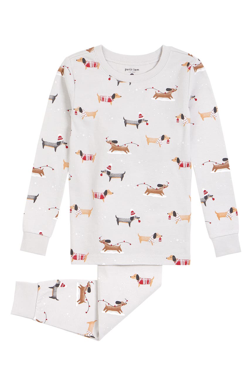 Kids' Holiday Hounds Fitted Two-Piece Cotton Pajamas Petit Lem