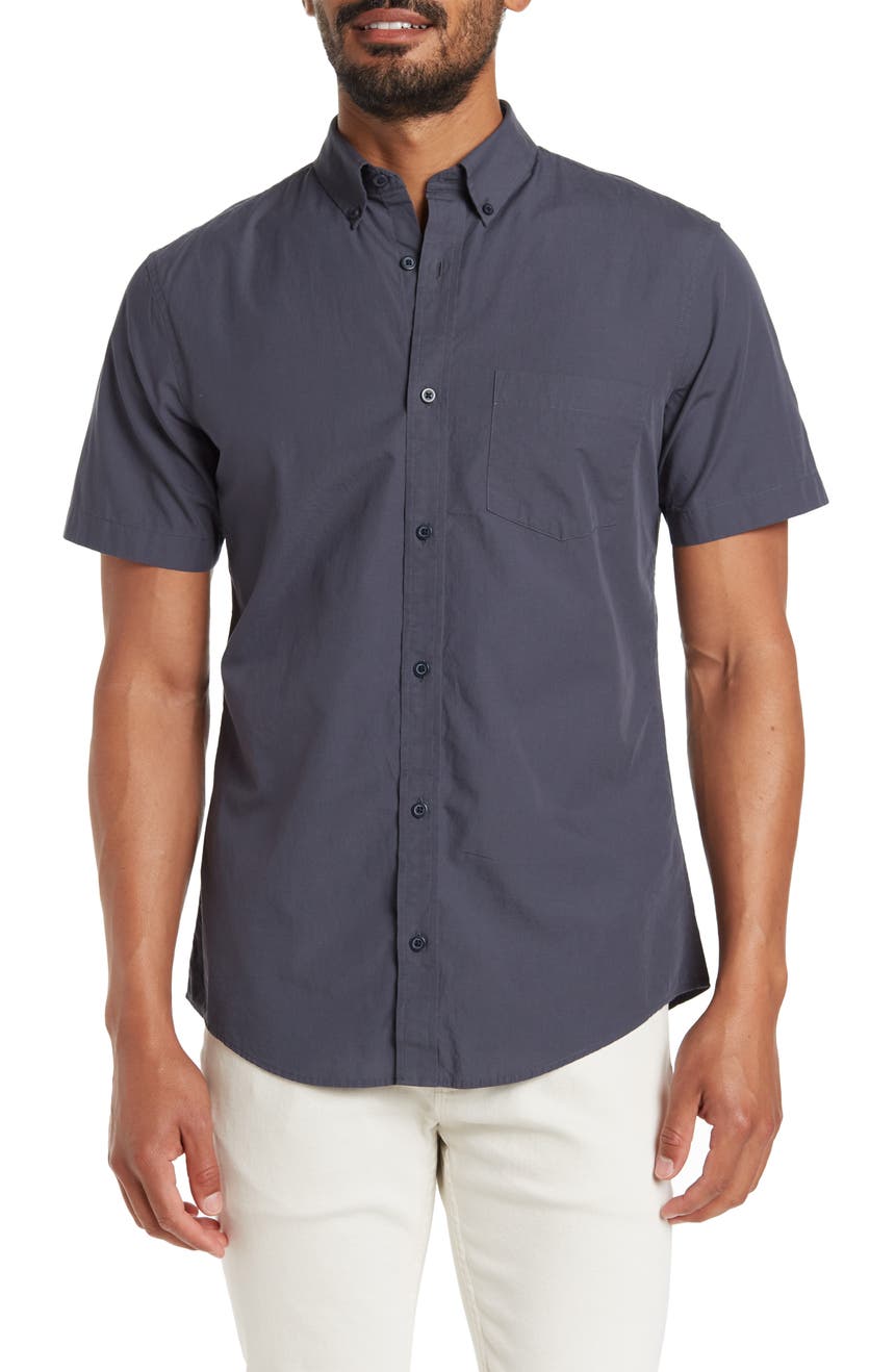 Short Sleeve Cotton Button-Down Shirt 14th & Union