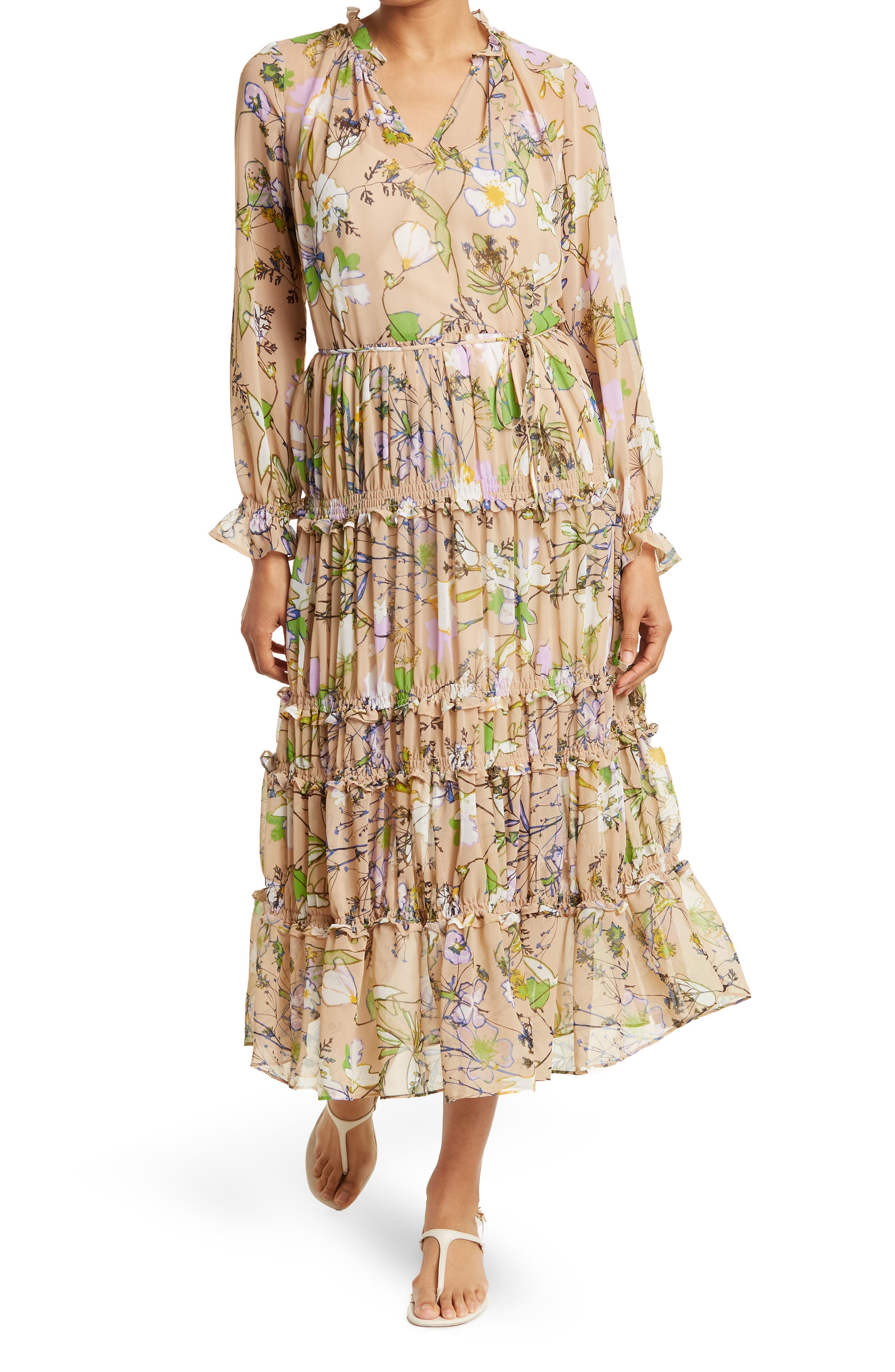 Многослойное платье макси с галогенным цветочным принтом Halogen