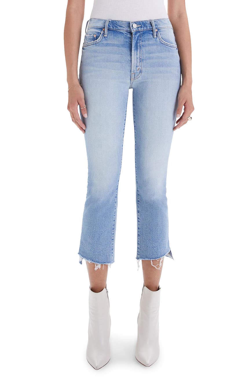 Укороченные джинсы The Insider с завышенной талией и необработанным краем MOTHER