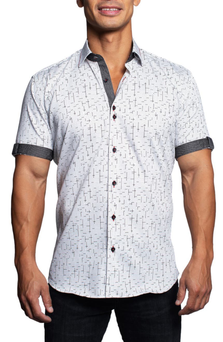 Рубашка с короткими рукавами и принтом Galilio Tetris, стандартный крой Maceoo