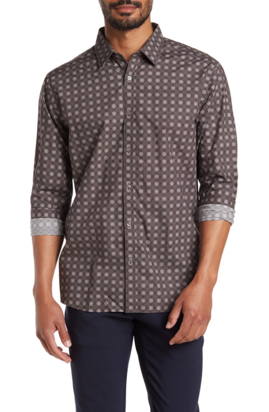 Классическая рубашка с цветочным принтом в горошек на пуговицах спереди STITCH NOTE