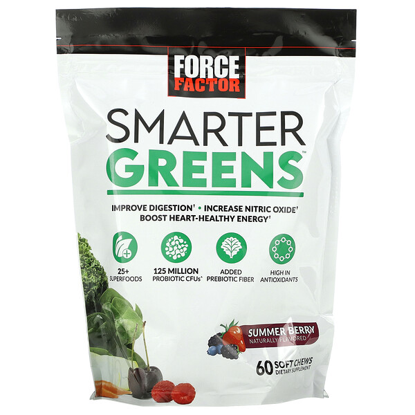 Smarter Greens, Summer Berry, 60 мягких жевательных таблеток Force Factor