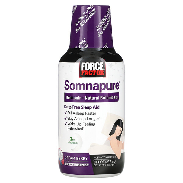 Somnapure, Мелатонин + натуральные растительные компоненты, Dream Berry, 8 жидких унций (237 мл) Force Factor