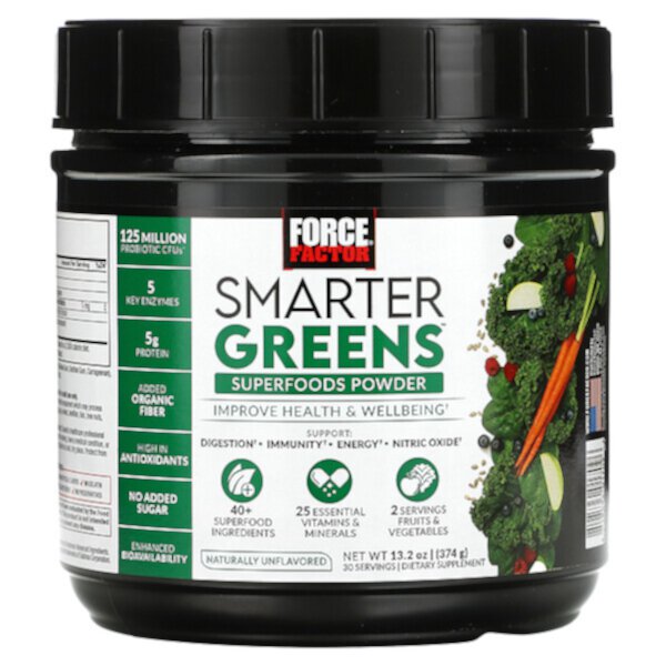 Smarter Greens, Суперфуд в порошке, без вкуса, 13,2 унции (374 г) Force Factor