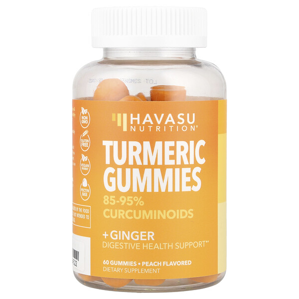 Turmeric + Ginger Gummies (Жевательные конфеты), Peach, 60 Gummies Havasu Nutrition