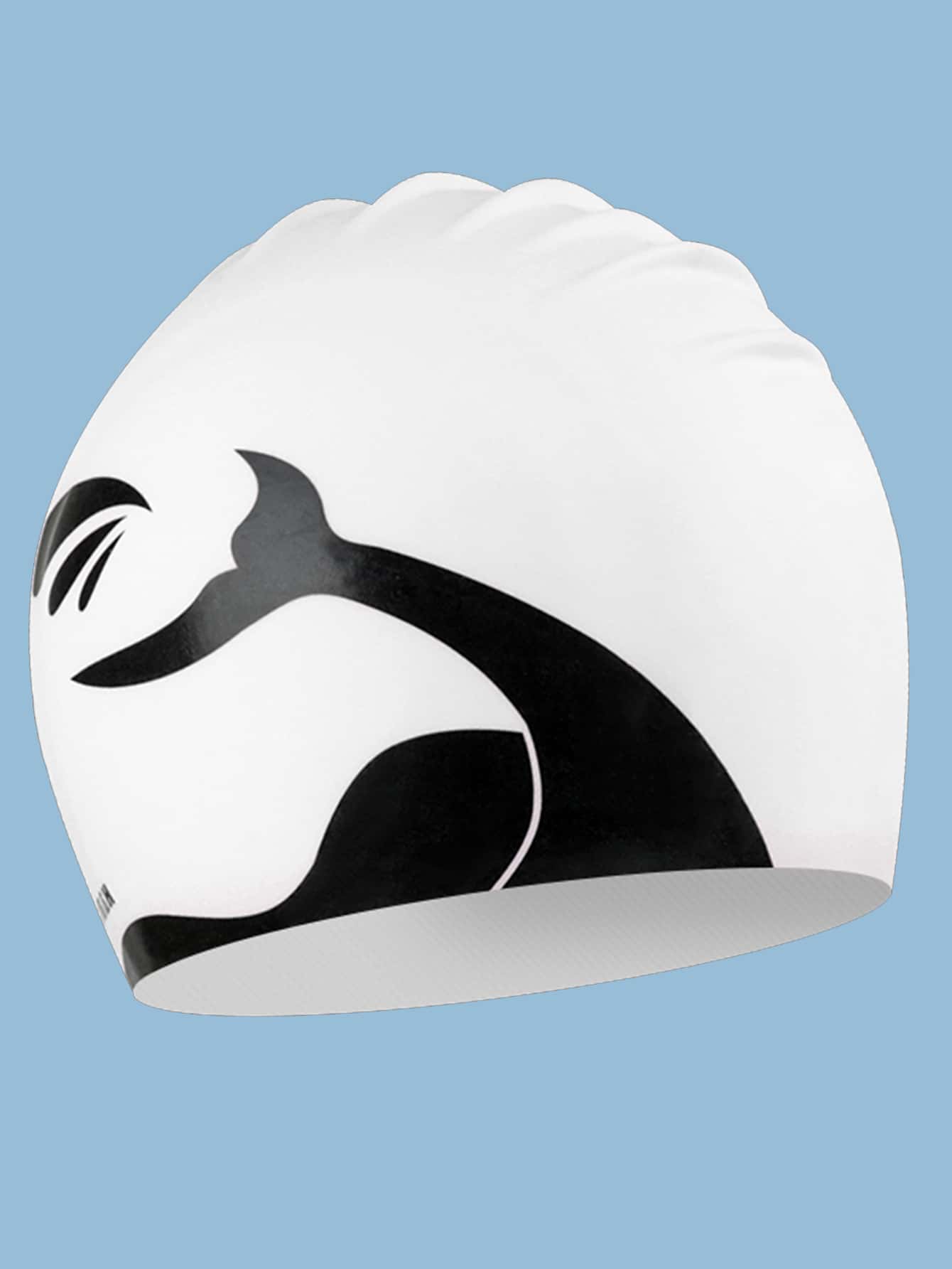 Силиконовая шапочка для плавания с принтом в виде хвоста кита SHEIN