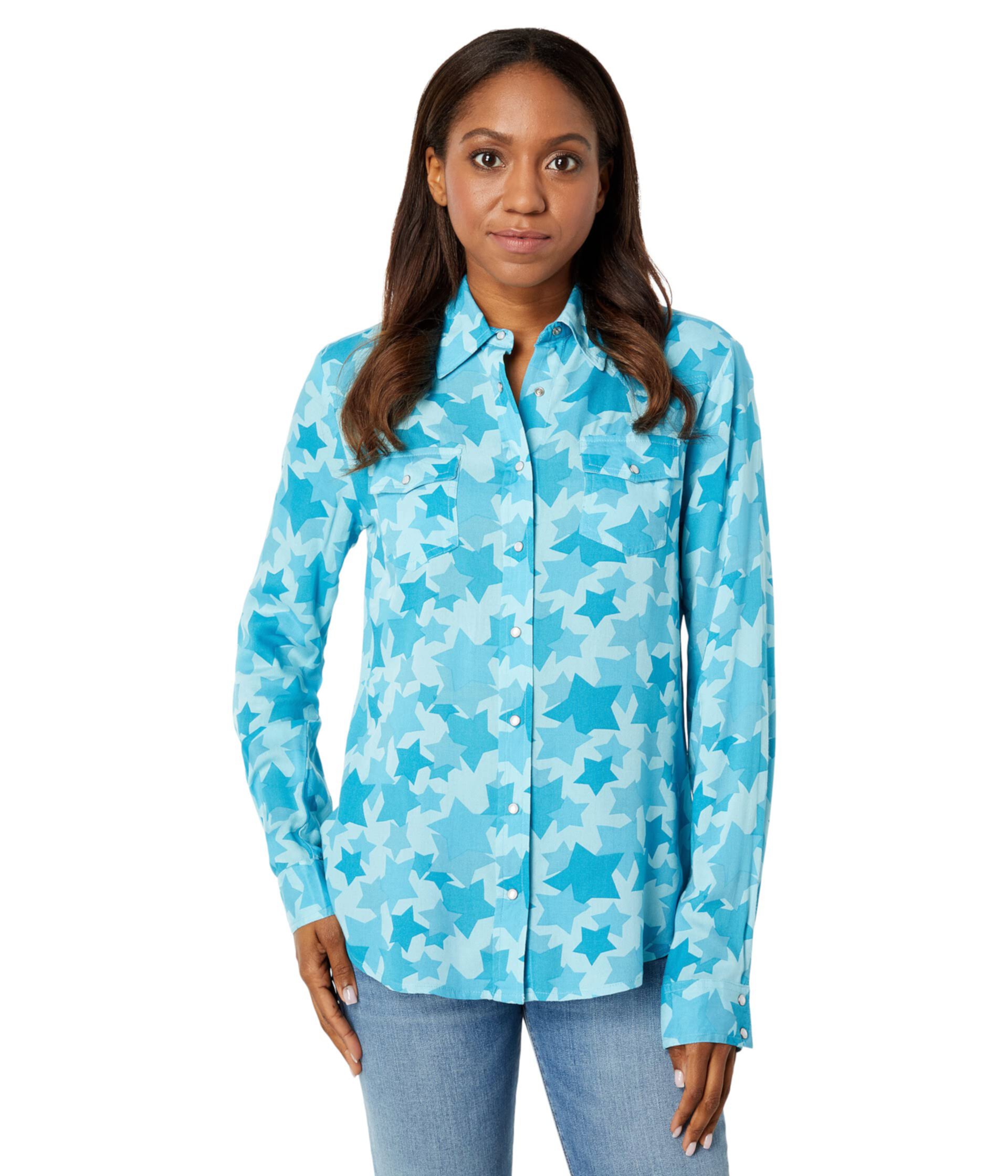 Блуза в стиле вестерн из вискозы с принтом Rodeo Star и кнопками Roper