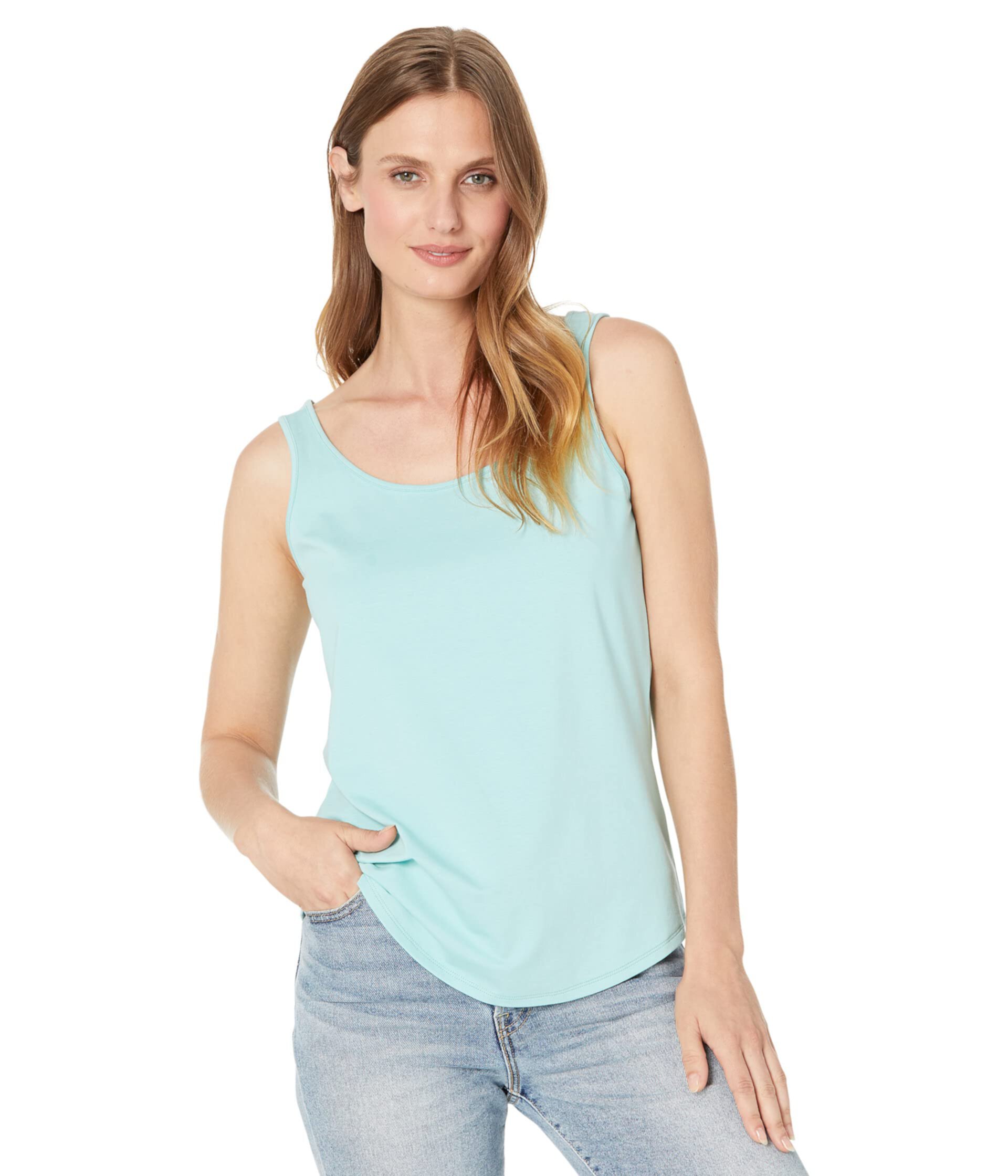 Футболка с подолом Nic+Zoe Shirt Tail Perfect Tank из легкого хлопка и спандекса, без рукавов Nic+Zoe