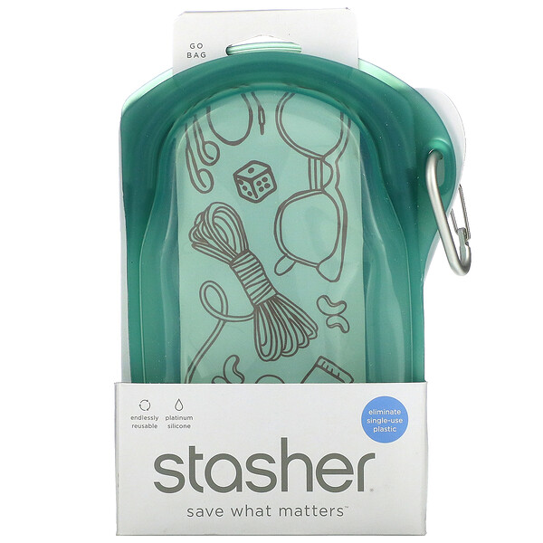 Stasher, Go Bag, зеленый, 1 пакетик, 18 жидких унций (532 мл) Stasher