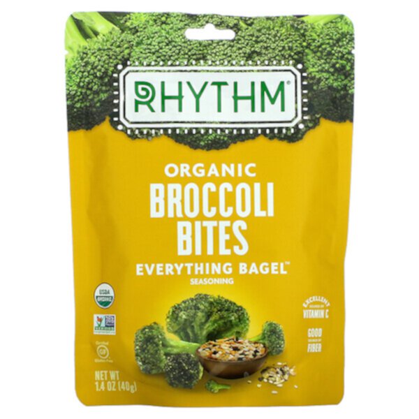 Organic Broccoli Bites, Бублик «Все», 1,4 унции (40 г) Rhythm Superfoods