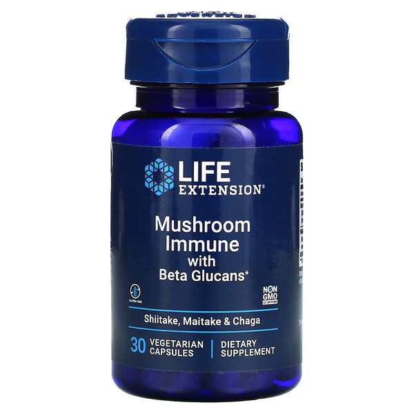 Mushroom Immune With Beta Glucans, 30 вегетарианских капсул Life Extension