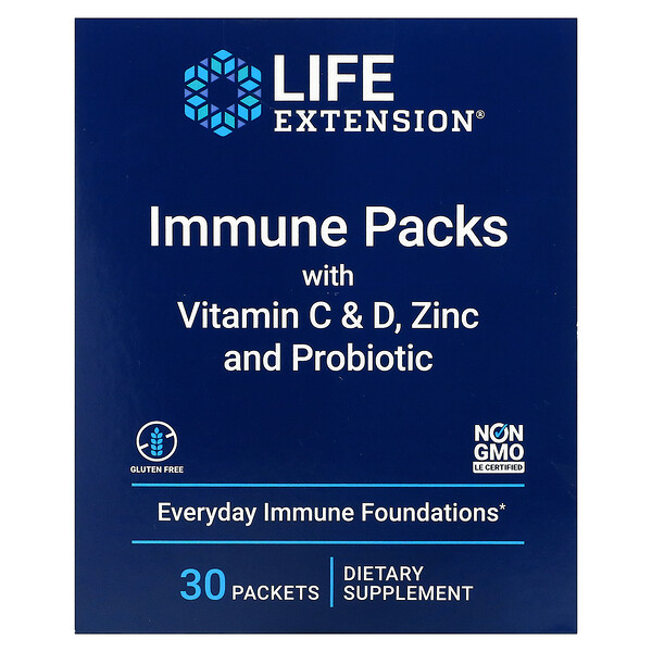 Иммунные пакеты с витаминами C и D, цинком и пробиотиками, 30 пакетиков Life Extension