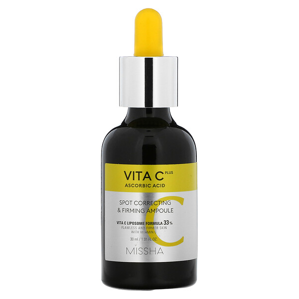 Vita C Plus Ascorbic Acid, Точечная и укрепляющая ампула, 1,01 ж. унц. (30 мл) Missha