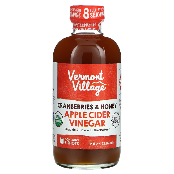 Яблочный уксус, клюква и мед, 8 жидких унций (236 мл) Vermont Village