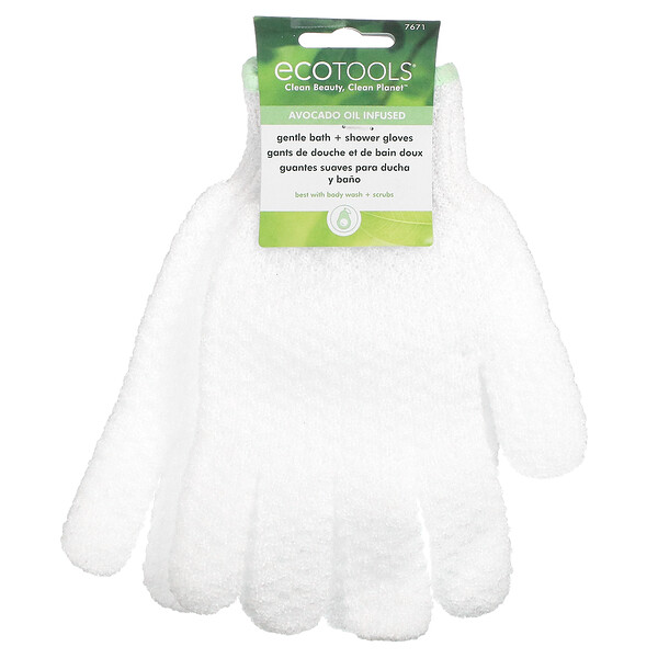 Мягкие перчатки для ванны и душа, пропитанные маслом авокадо, 1 пара EcoTools
