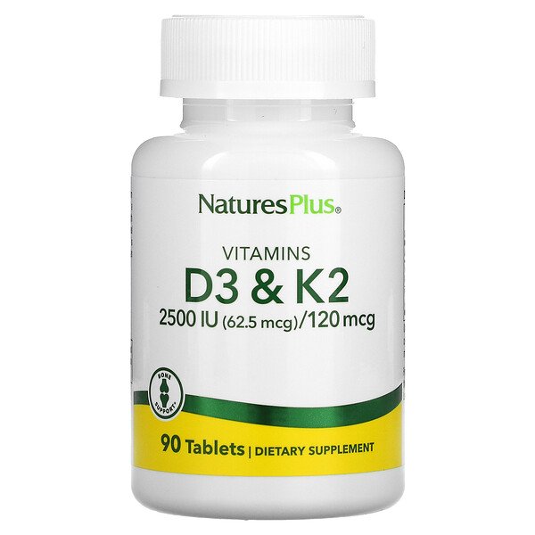 Витамины D3 и K2, 90 таблеток NaturesPlus