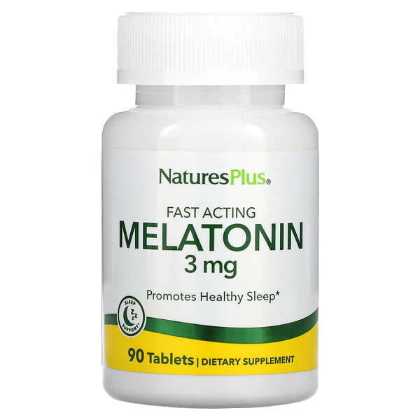 Быстродействующий мелатонин, 3 г, 90 таблеток NaturesPlus